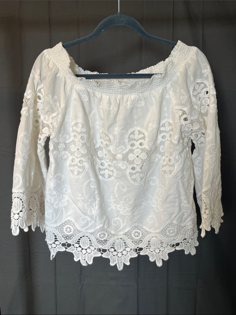 Chico's Off-The-Shoulder Crochet Top, Size S